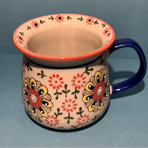 Farmer's Ceramic Mug Yokohama Studio Crafted HandPainted Floral Raised Dot Japan - Picture 1 of 9